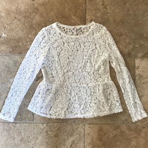 White Lace Peplum Top